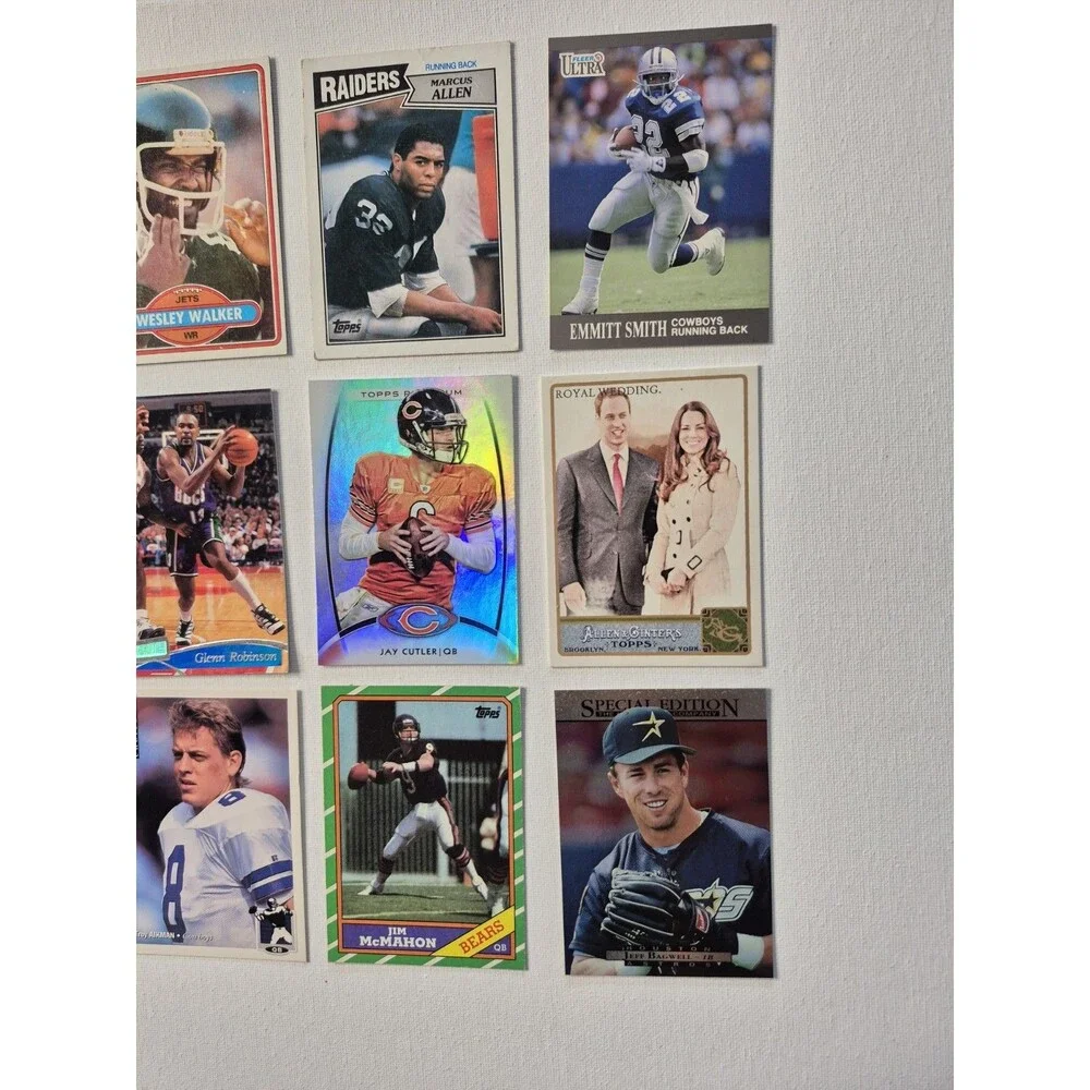 Lot of 12-15 Mixed 1980s-2000s NFL Football Cards - Aikman, Emmitt Smith, Marcus